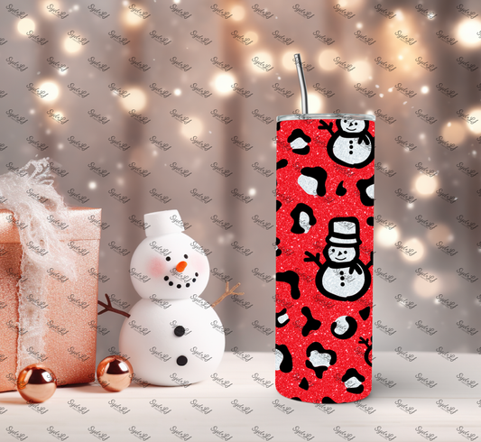 Faux Glitter Snowman Tumbler