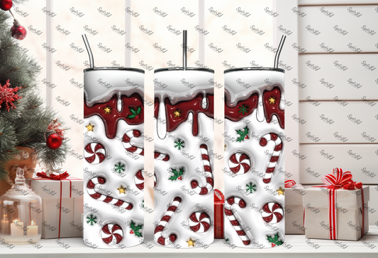 Puffy Candy Cane Tumbler